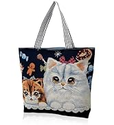 WisePoint Aesthetic Tote Bag, Canvas Tote Bag with Zipper and Inner-Pocket, Canvas Shoulder Bag C...