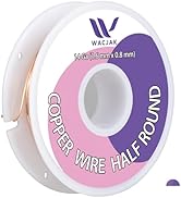 Wacjck 14 Gauge Half Round Copper Wire, 99.9% Pure Copper, Half Round Soft Copper Wire for Jewelr...