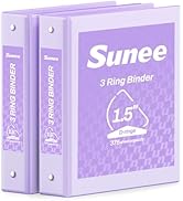SUNEE 3 Ring Binder 1.5 Inch D Ring, Clear View Binder Three Ring PVC-Free (Fit 8.5x11 Inches) fo...