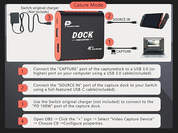 Capture Mode switch dock capture card connection