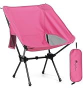 Outplea Pink Folding Portable Camping Chair, Lightweight Compact Backpacking Hiking Chair for Adults
