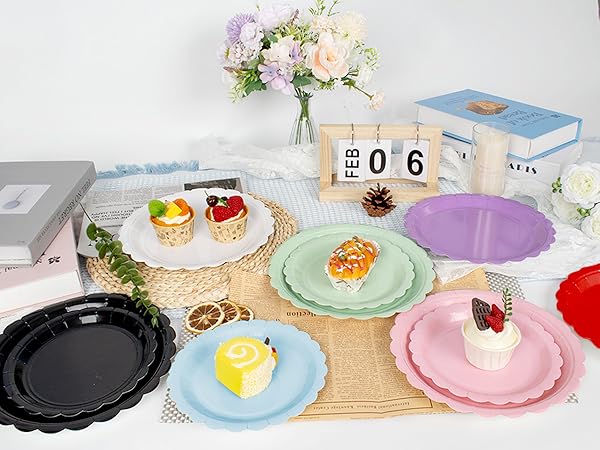 7 9 inch dessert dinner disposable paper plates red yellow green white black pink blue