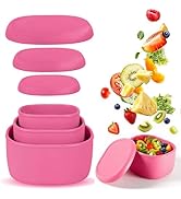 WYGLHLF Reusable Nesting Silicone Food Storage Containers, Set of 3 Lunch Box Bento with Lids, Ai...