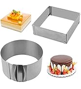 Cyimi Adjustable Cake Mould Stainless Steel Cake Mousse Ring 6 to 12 Inch, Thickened Cake Ring Mo...
