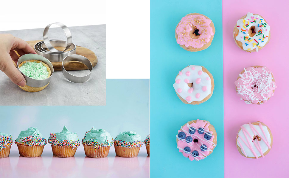 A family makes delicious cakes with cake ringsbiscuit cutter tool donut cutters for frying circle