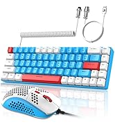 ZIYOU LANG RK-T8PR0 Wired 65% Mechanical Gaming Keyboard and Mouse Combo with RGB LED Backlit Ant...