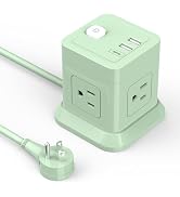 FDTEK Cube Power Strip USB C, 4 Outlets 3 USB 5 FT Extension Cord Green | Space Saving Cube Shape...