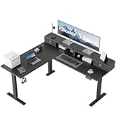 Klicelor L Shaped Electric Standing Desk 63 x 55 inch with Drawers, Height Adjustable Corner Desk...