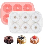 Mini Fluted Tube Cake Pans for Baking with Metal Reinforced Frame, 2Pcs Silicone 6-Cavity Mini Fl...
