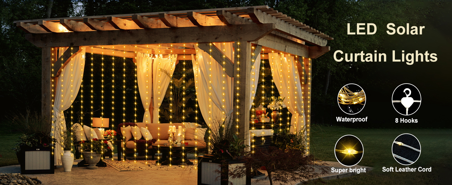 Solar LED Curtain Lights