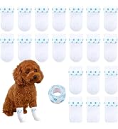 20 Pcs White Disposable Dog Boots for Paw Protection, 20 Pcs Disposable Dog Shoes with Adjustable...