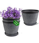 Quarut 10 Inch Flower Pots Planters for Outdoor Indoor, 3 Pack Plastic Plant Pots with Drainage H...