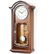 26IN Grandfather Vintage Wall Clock with Pendulum and Chime, Hour/Quarter-Hour Chime, Elm...