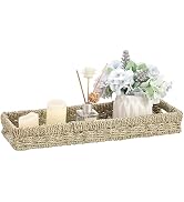 Hoowen Bathroom Vanity Tray, Seagrass Long Narrow Counter Tray with Handles, Decorative Woven Org...