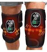 Cordless 2 Pack Knee Massager for Pain Relief, Knee Heating Pad with Massager, Knee Wraps for Joi...