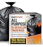150 Pack 55 Gallon Trash Bags - Black Large Garbage Bags | Extra Large Trash Bags | 50-60 Gallon ...