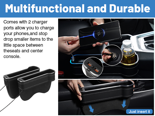 Car seat gap filler organizer