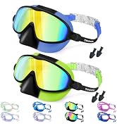 Vvinca Swim Goggles with Nose Cover, 2 Pack Wide View Diving Mask Anti-Fog UV No Leak Toddlers Sw...