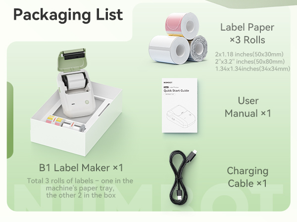 NIIMBOT B1 Label Maker Machine with 3Rolls Tapes for Your Small Business