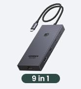 UGREEN Revodok Pro 9 in 1 USB C Hub Gigabit Ethernet Adapter 4K@60Hz HDMI, 100W PD Charging, USB ...