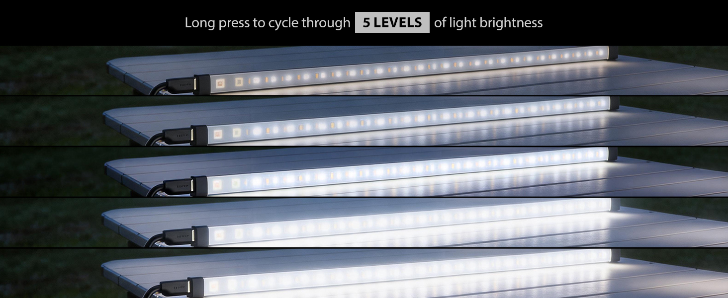 Flexible Waterproof LED Camping Light Strip with SOS Mode, RGB Ambient Lighting