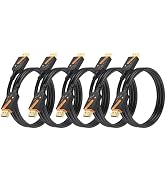 RyzzRooa 4K HDMI Cables 3FT 5-Pack, 18Gbps High Speed HDMI 2.0 Monitor Cable, Support 4K@60Hz, Do...