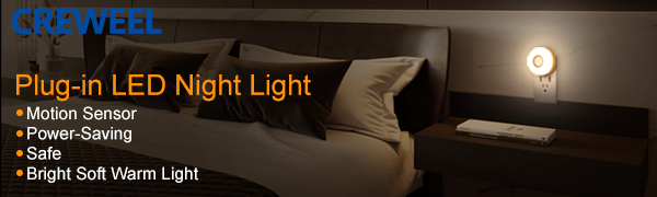 CREWEEL Night Light Motion Sensor Plug in wall