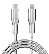 6.6ft metal braided usb-c to lightning cable, silver