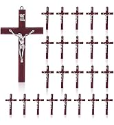 SHAOQINLIN 24 Pieces Crucifix Wall Cross, 4.7 Inch Wooden Wall Hanging Cross Wall Decor Home Decor