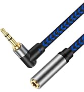 GGMTY 3FT 3.5mm Audio Extension Cable, 90-Degree Right Angle Aux Extender Cord (Male to Female), ...