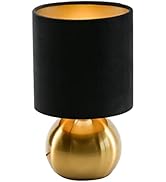 KUNJOULAM Small Bedside Lamp, Mid Century Lamp with Brass Base, Nightstand Table Lamp for Bedroom...