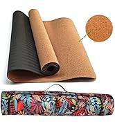 JouiiSiYa Yoga Mat Set with Bag, 72x27 Inch Cork Yoga Mat & Waterproof Tote, Non-Slip Eco-Friendl...
