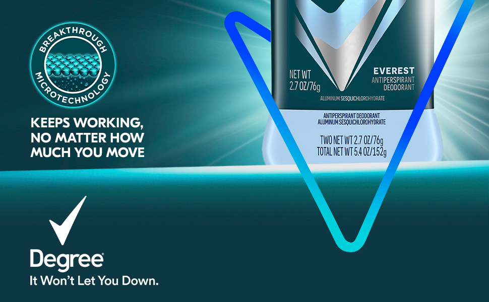 Lower section of the deodorant with the Tick + Degree logo & tagline + MotionSense logo