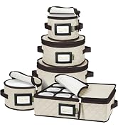 BALEINE China Storage Containers, Sturdy Quilted Wine Glass Storage, Plate Organizer with Carry H...