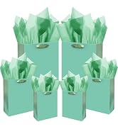 qiqee Bean Green Gift Bags with Tissue Paper Mulit Assorted Sizes 10PCS Present Birthday Bags(2pc...