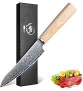 ROCOCO Damascus Japanese Utility Paring Knife Hand Forged Sharp Fruit Knives Professional Multipu...