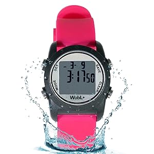 Wobl+, wobl waterproof watch, vibrating alarm reminder watch, potty watch, toilet training, pink