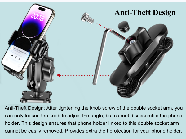 Anti theft design phone mount holder