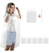KAshack 5-Pack Disposable Rain Ponchos for Adults with Hood Emergency Rain Poncho for Camping Hik...