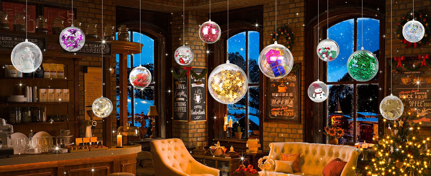 Christmas Ornaments,Clear Plastic Ornaments Balls,Clear Christmas Ornaments for Crafts