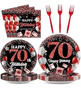 gisgfim 96 Pcs 70th Birthday Plates and Napkins Party Supplies 70 Years Old Birthday Party Tablew...