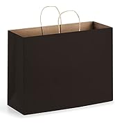 Eupako 16x6x12 Paper Bags, Black Large Paper Bags with Handles Bulk, Kraft Grocery Bags, Paper Sh...