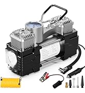 MESHUBA Dual Cylinder Tire Inflator Air Compressor, 150 PSI 12V DC Portable Air Pump Car Accessor...