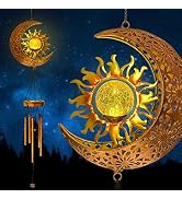 Solar Wind Chimes - Sun Moon Crackle Glass Ball Solar Wind Chimes with Amazing Deep Tone Outside ...