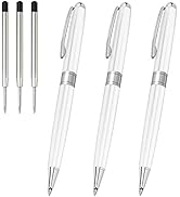 Cambond Ballpoint Pens White Pens - Fancy Pens Black Ink Pens for Journaling Men Gift Business Po...