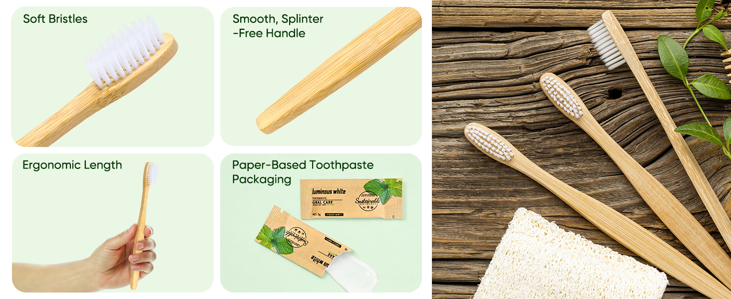Bamboo Toothbrushes Kit Bulk