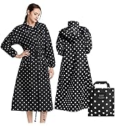 Womens Long Raincoats Rain Jacket Waterproof Packable Outdoor Hooded Windbreaker Lightweight Adju...