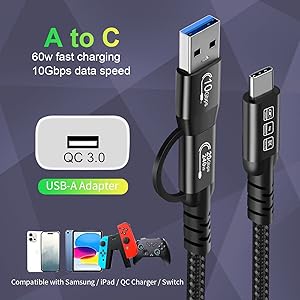 chenlenic USB C Cable thunderbolt cable type c cable usb cable 2in1 4k 3.2 8k usb c 4 cable 20g ssd