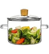 60 oz Glass Simmer Pot, Glass Clear Pots for Cooking on Stove, Heat Resistant Glass Cooking Pot w...