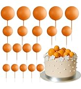 ASTARON 20 Pcs Ball Cake Topper Decorations Mini Balloons Cake Topper Sticks Orange Balls Cake Pi...